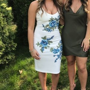 White and blue floral dress